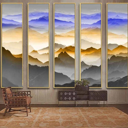 Ombre Purple Blue Brown Mountains Landscape Wallpaper Wall Mural Wall Decor