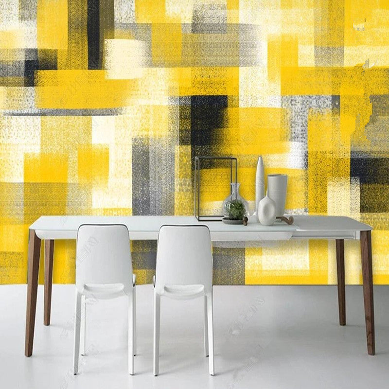 Abstract Oil Painting Yellow Geometric Wallpaper Wall Mural Wall Covering