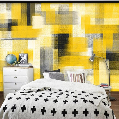 Abstract Oil Painting Yellow Geometric Wallpaper Wall Mural Wall Covering