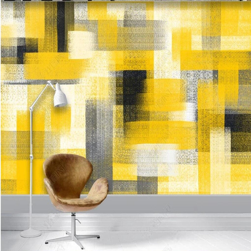 Abstract Oil Painting Yellow Geometric Wallpaper Wall Mural Wall Covering