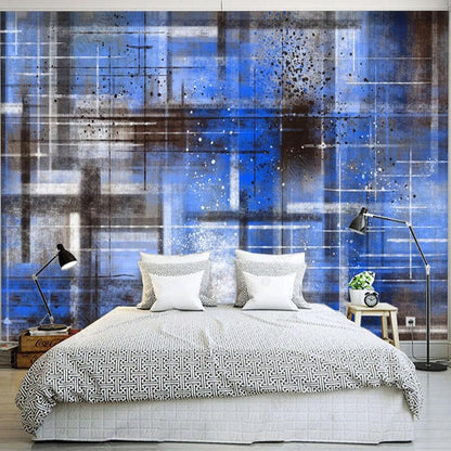 Abstract Oil Painting Blue Geometric Wallpaper Wall Mural Wall Covering