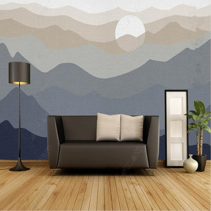 Ombre Gray Mountains Landscape Wallpaper Wall Mural Wall Decor