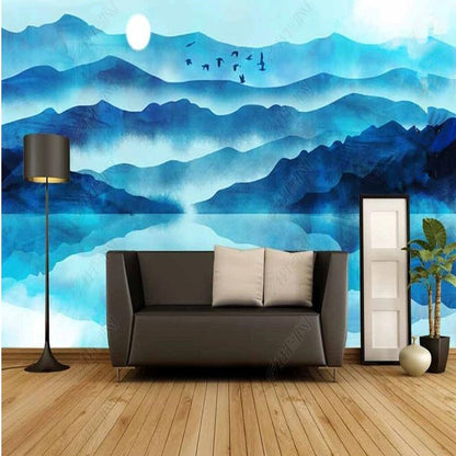 Ombre Blue Mountains Landscape Wallpaper Wall Mural Wall Decor