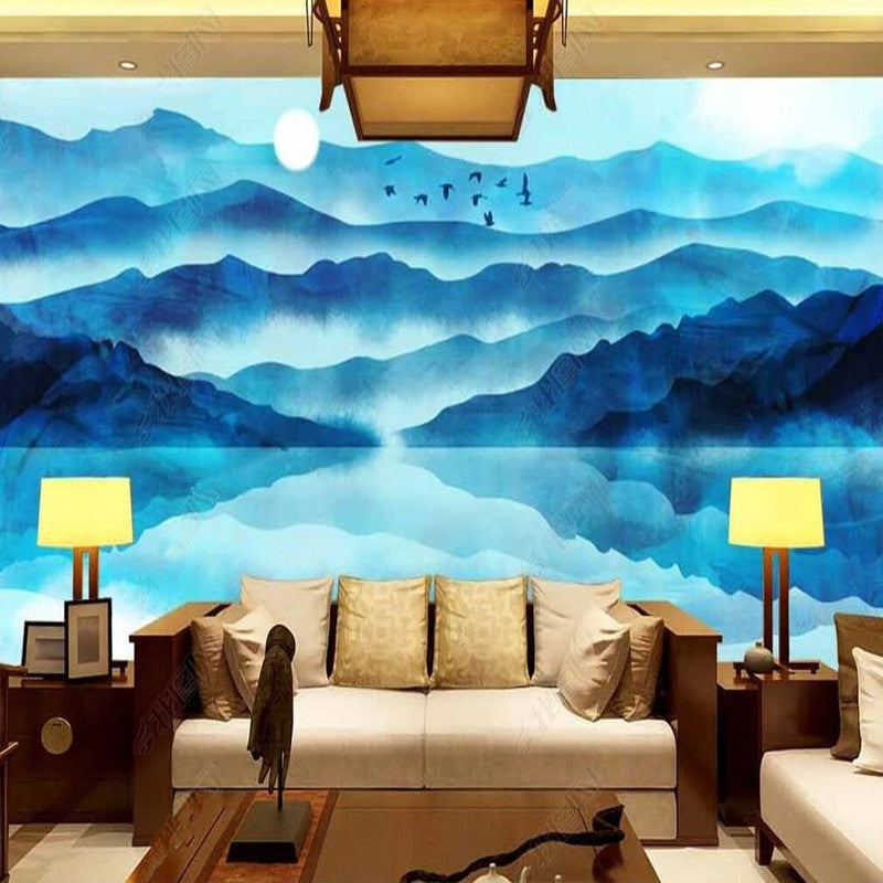 Ombre Blue Mountains Landscape Wallpaper Wall Mural Wall Decor