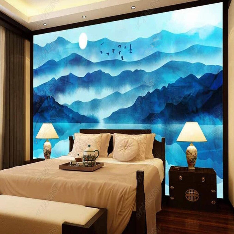 Ombre Blue Mountains Landscape Wallpaper Wall Mural Wall Decor