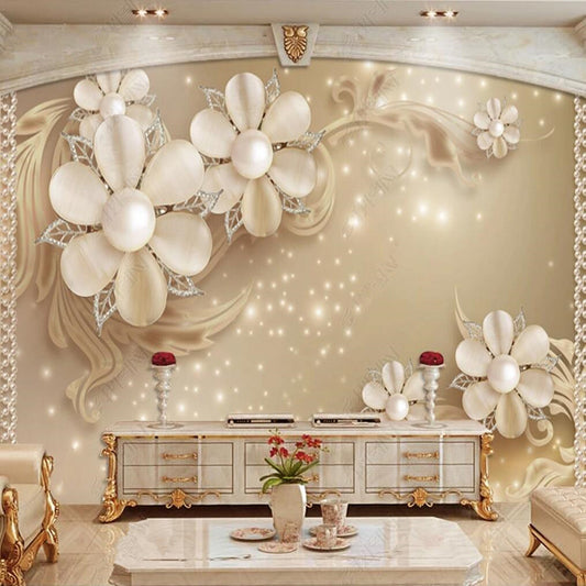 3D Luxury Jewelry Flowers Floral Wallpaper Wall Mural Home Decor