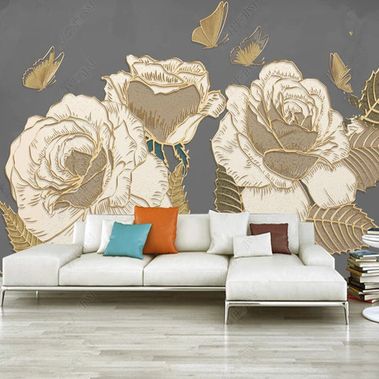 3D Luxury Roses Flowers Floral Wallpaper Wall Mural Wall Covering Home Decor