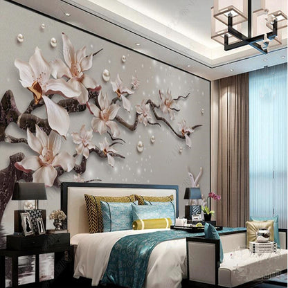 3D Cherry Blossom Flowers Floral Wallpaper Wall Mural Home Decor