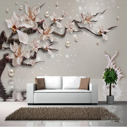 3D Cherry Blossom Flowers Floral Wallpaper Wall Mural Home Decor