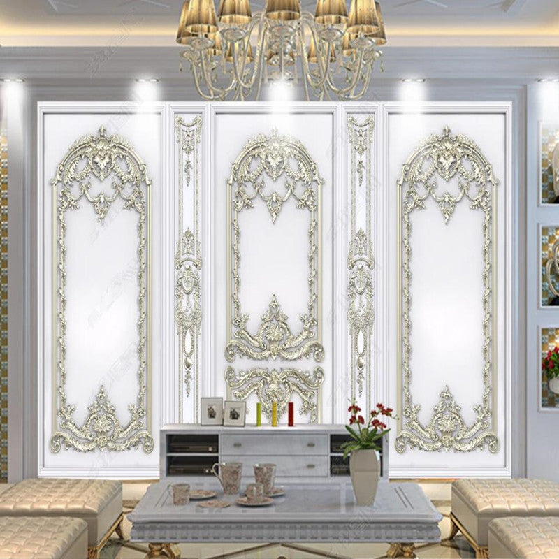 3D Wall Panel with Gold Relief Carving Wallpaper Wall Mural Home Decor