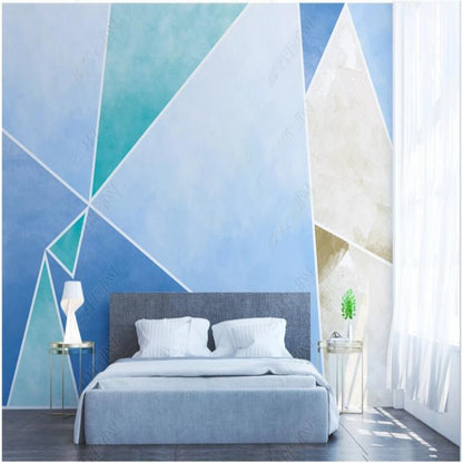 Simple Blue Geometry Wallpaper Wall Mural Home Decor