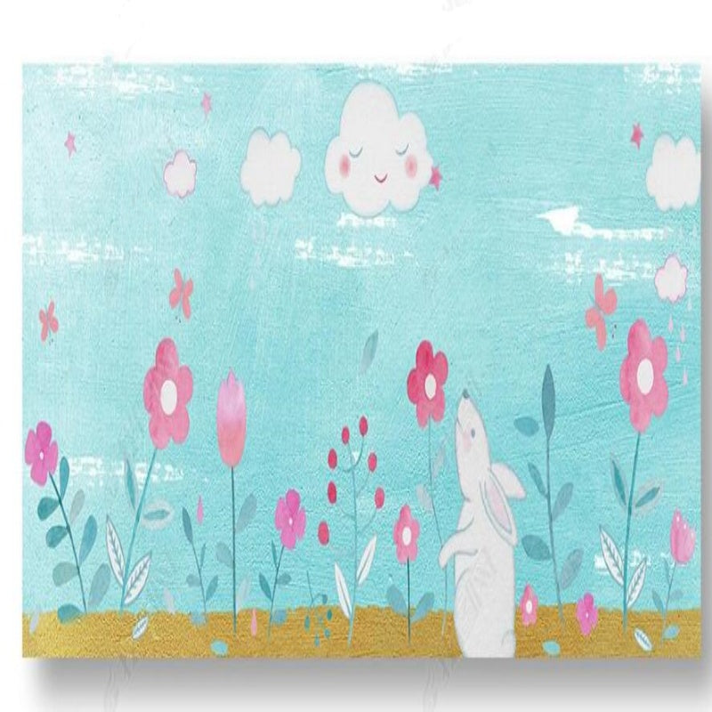 Cartoon Pink Flowers Nursery Wallpaper Wall Mural Home Decor