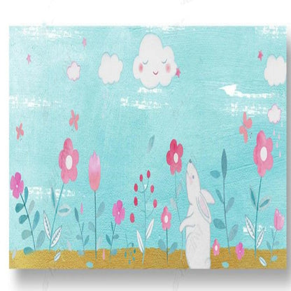 Cartoon Pink Flowers Nursery Wallpaper Wall Mural Home Decor