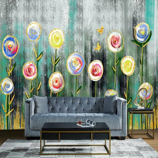 Colorful Flowers Floral Wallpaper Wall Mural Home Decor