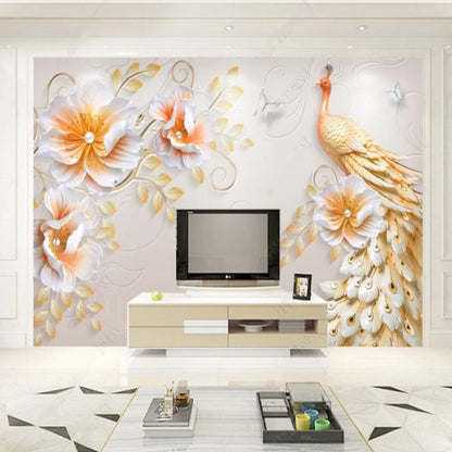 3D Jewelry Flower Wallpaper Wall Mural Home Decor