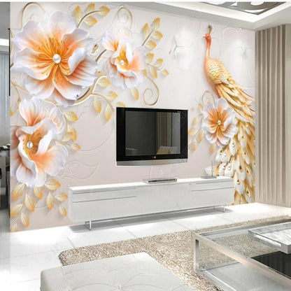 3D Jewelry Flower Wallpaper Wall Mural Home Decor