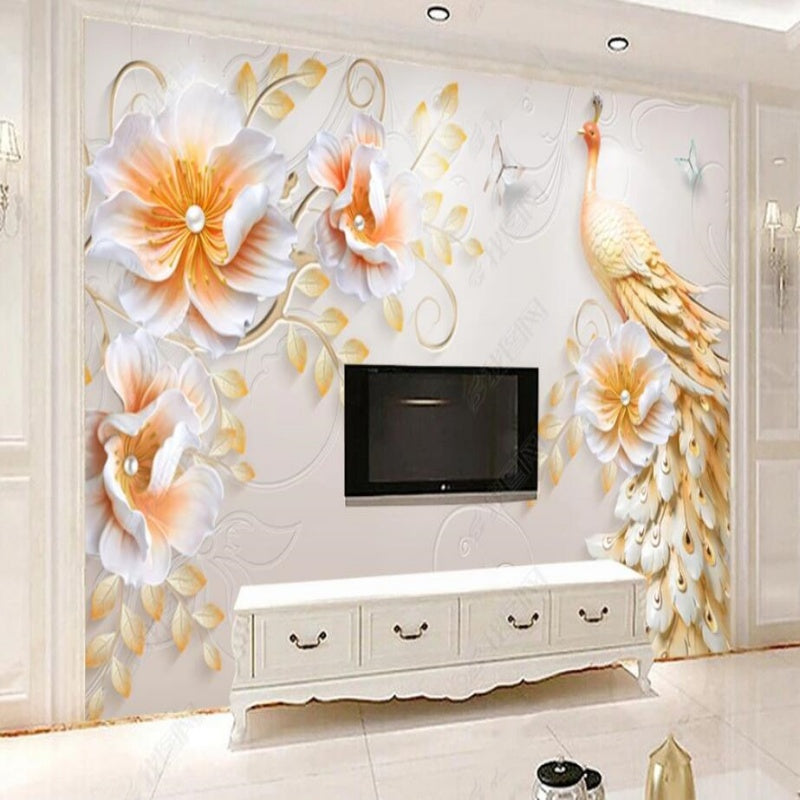 3D Jewelry Flower Wallpaper Wall Mural Home Decor