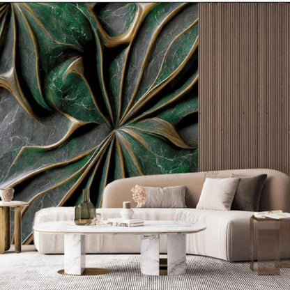 3D Green Creative Flower Marble Wallpaper Wall Mural Home Decor