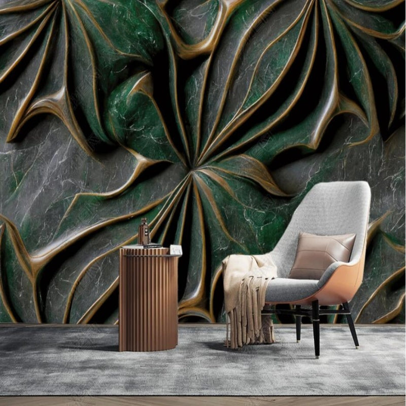 3D Green Creative Flower Marble Wallpaper Wall Mural Home Decor