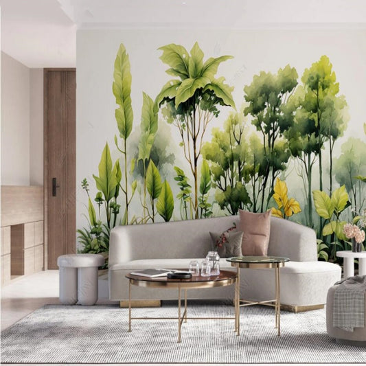 Spring Green Plants Tropical Leaves Wallpaper Wall Mural Home Decor