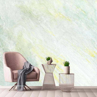 Simple Yellow and Mint Green Marble Wallpaper Wall Mural Home Decor