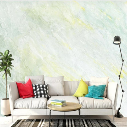 Simple Yellow and Mint Green Marble Wallpaper Wall Mural Home Decor