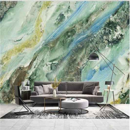 Simple Green Marble Wallpaper Wall Mural Home Decor