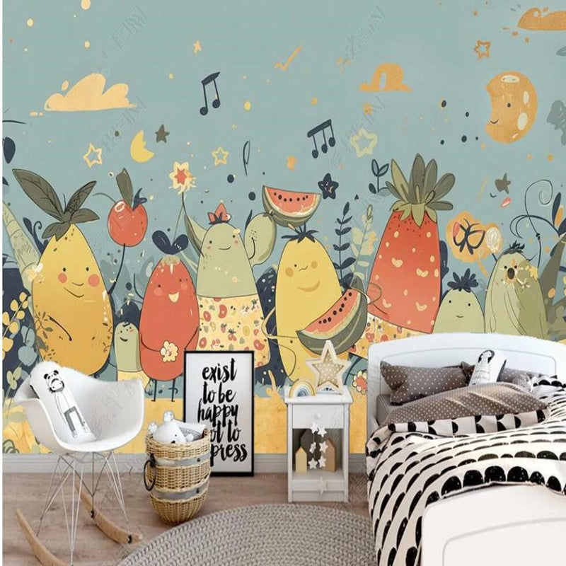 Cartoon Fruits Music Nursery Wallpaper Wall Mural Home Decor