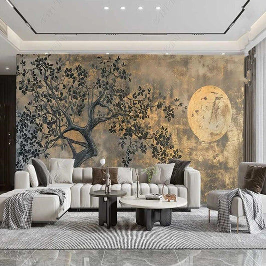 One Large Gray Tree Wallpaper Wall Mural Wall Covering Home Decor