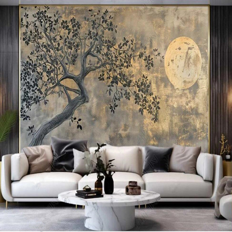 One Large Gray Tree Wallpaper Wall Mural Wall Covering Home Decor