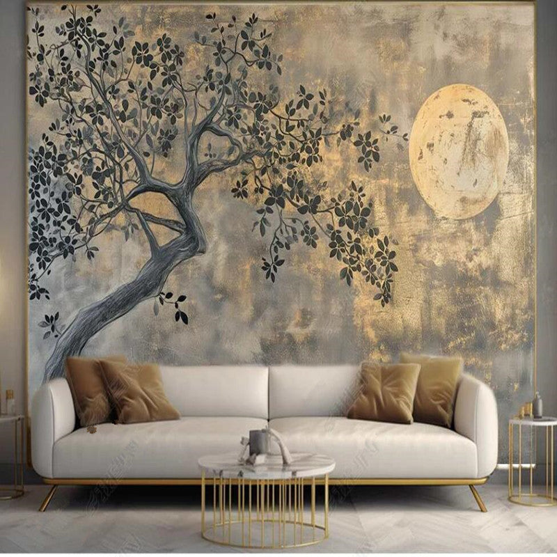 One Large Gray Tree Wallpaper Wall Mural Wall Covering Home Decor