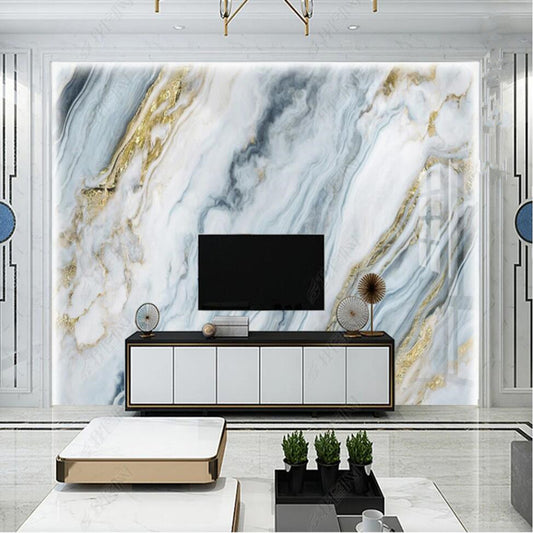 Modern White Light Blue Marble Wallpaper Wall Mural Wall Covering Home Decor