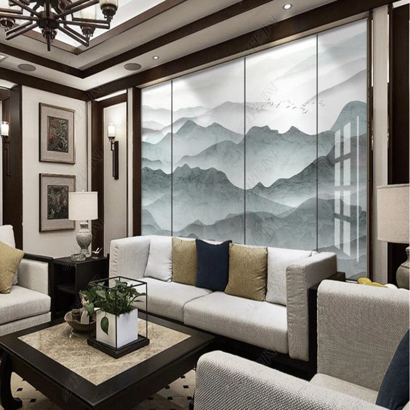 Ombre Gray Mountains Landscape Wallpaper Wall Mural Wall Decor