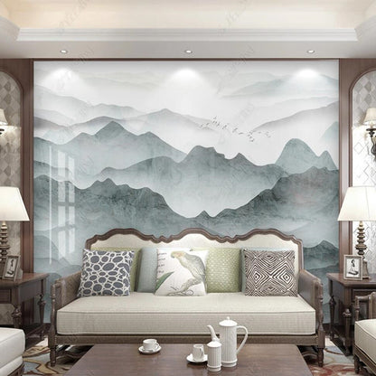 Ombre Gray Mountains Landscape Wallpaper Wall Mural Wall Decor