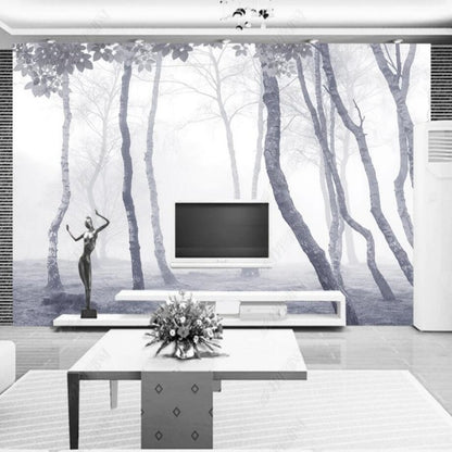 Grey Tree Forest Wallpaper Wall Mural Wall Covering