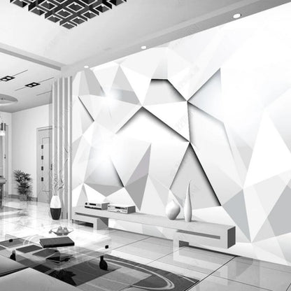 Simple MilkyWhite Geometry Wallpaper Wall Mural Wall Covering