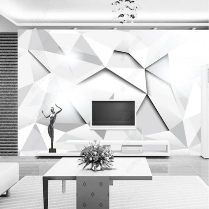 Simple MilkyWhite Geometry Wallpaper Wall Mural Wall Covering