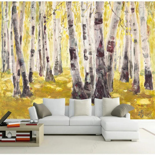 Yellow Birch Tree Wallpaper Wall Mural Wall Covering