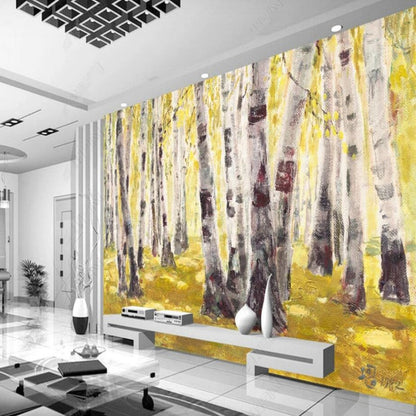 Yellow Birch Tree Wallpaper Wall Mural Wall Covering