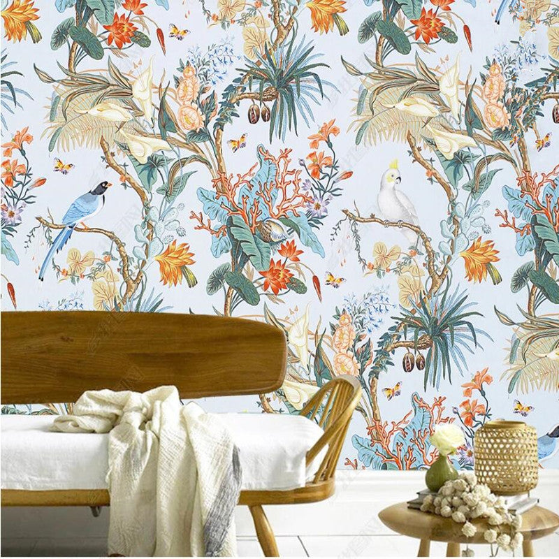 Chinoiserie Flowers and Birds Wallpaper Wall Mural Home Decor