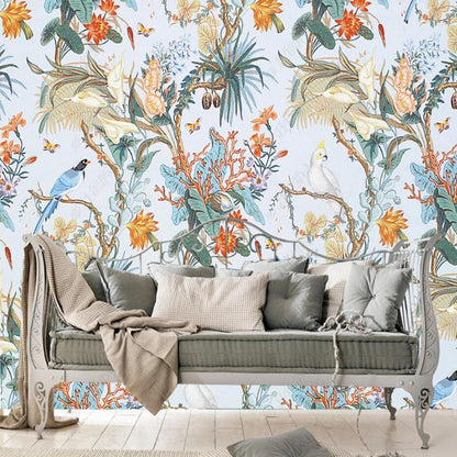 Chinoiserie Flowers and Birds Wallpaper Wall Mural Home Decor