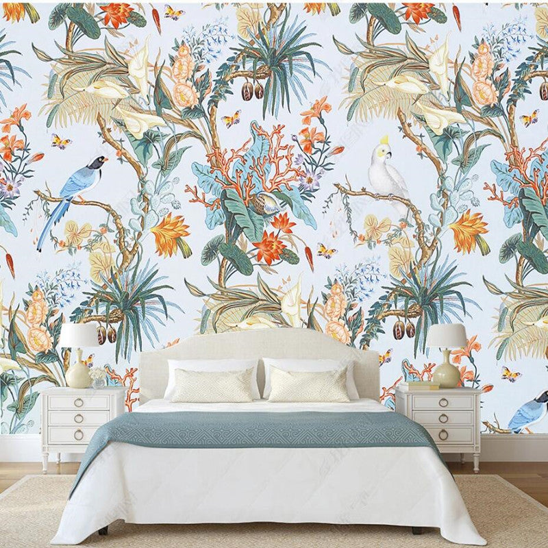 Chinoiserie Flowers and Birds Wallpaper Wall Mural Home Decor