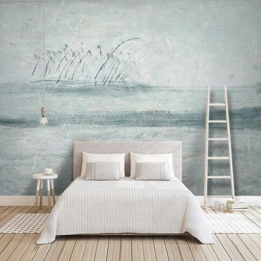 Blue Sea Reeds Plants Nature Wallpaper Wall Mural Wall Covering Home Decor