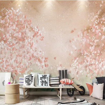 Cartoon Coral Flowers Floral Nursery Wallpaper Wall Mural Wall Covering Home Decor