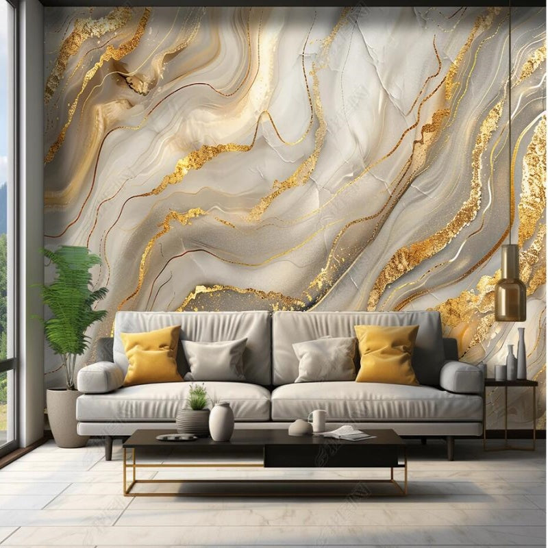 Abstract Golden Marble Wallpaper Wall Mural Wall Covering Home Decor