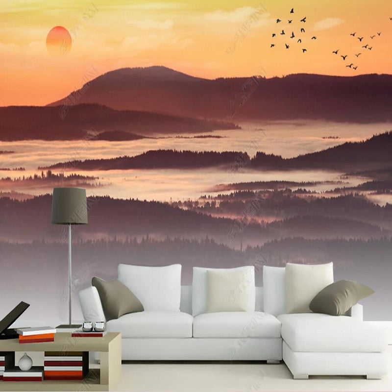 Landscape Scenery, Sunset Mountains Wallpaper Wall Mural Wall Covering