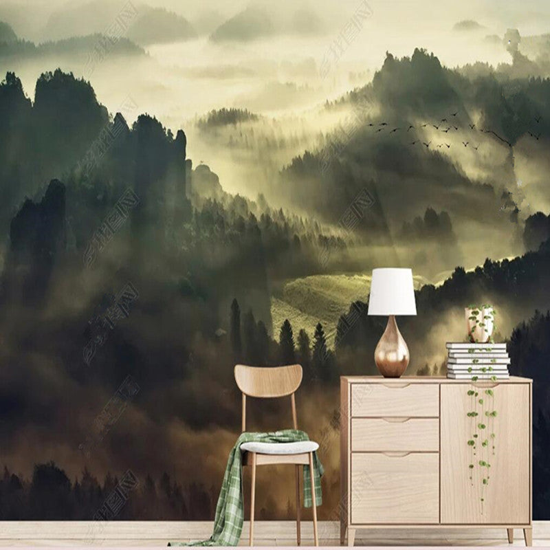 Misty Mountains Forest Landscape Wallpaper Wall Mural Wall Covering