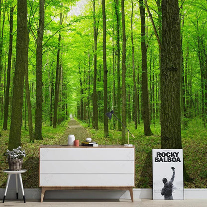 Spring Green Birch Trees Forest Painting Wallpaper Wall Mural Wall Covering