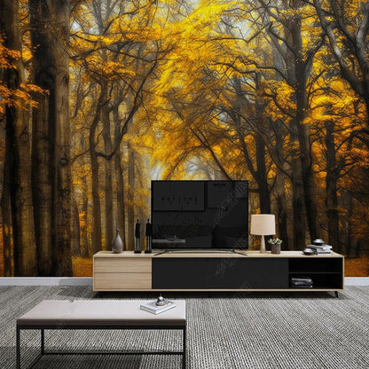 Autumn Trees Forest Painting Wallpaper Wall Mural Wall Covering