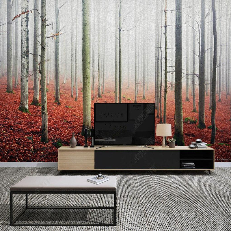 Bare Trees Forest Painting Wallpaper Wall Mural Wall Covering